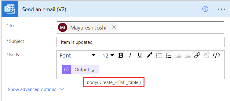 Send email notification